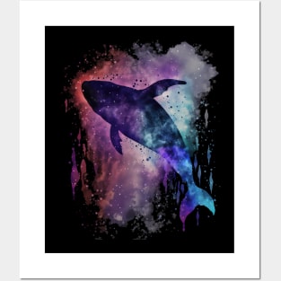 Cosmic Tie Dye Whale in Space Drip Posters and Art